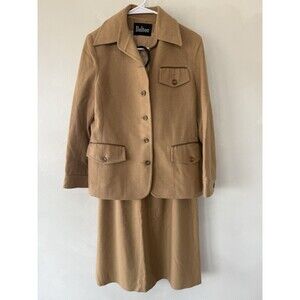 VTG Dalton Womens Wool Camel hair Skirt Blazer Size 12 Single Breasted Union tag